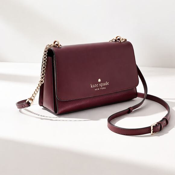 kate spade Handbags - KATE SPADE New York Leather Crossbody Bag Burgundy Classic Structured Womens